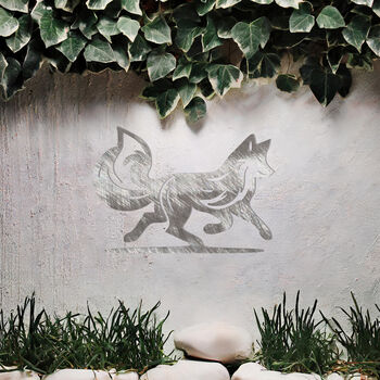 Running Fox Metal Wall Art For Garden, Animal Themed Gift, 6 of 10