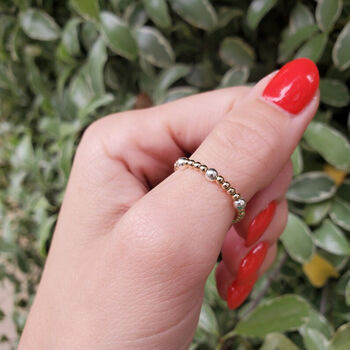 Mixed Metal Sterling Silver 925 Stacking Stretch Bead Ring, 10 of 10