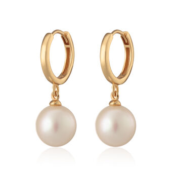 Modern Pearl Hoop Earrings, 4 of 6