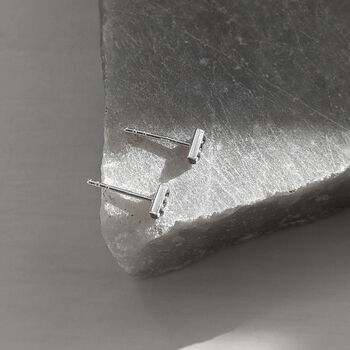 Black Diamond Crystal Bar Stud Earrings, 5 of 8