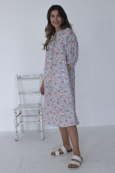 Blue And Pink Pastel Floral Printed Dress, 6 of 8
