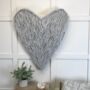 Extra Large Pale Grey Wicker Love Heart, thumbnail 2 of 2