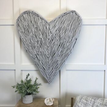 Extra Large Pale Grey Wicker Love Heart, 2 of 2
