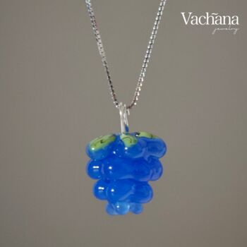 Sterling Silver Blue Raspberry Necklace, 2 of 4