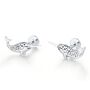 Tiny Narwhal Unicorn Whale 16 G Internally Threaded Flat Back Earrings In Sterling Silver, thumbnail 7 of 11
