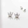 Sterling Silver Cubic Zirconia Crown Stud Earrings, thumbnail 1 of 6