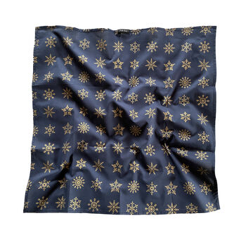 Midnight With Gold Snowflakes Fabric Gift Wrap, 5 of 6