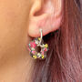 Botanical Flower Huggie Hoop Earrings, thumbnail 1 of 5