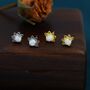 Sterling Silver White Opal Crown Stud Earrings, thumbnail 2 of 12