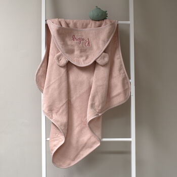 Personalised Hooded Towel In Dusky Pink, 3 of 6