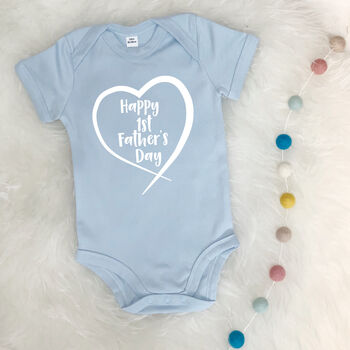 Happy 1st Father's Day In Heart Babygrow, 2 of 9