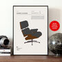 Furniture Illustration Print Eames Lounge Chair, thumbnail 1 of 5