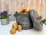 Grey Metal Potato Storage Tin – Breathable Container, thumbnail 1 of 7