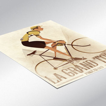Personalised Vintage Style Cyclist Bike Art Print Gift, 2 of 6