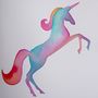 Watercolour Unicorn Rainbow Art Painting Print, thumbnail 3 of 3