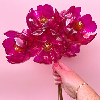 Large Hot Pink Bouquet Recycled Plastic Bottle Flowers, 2 of 10