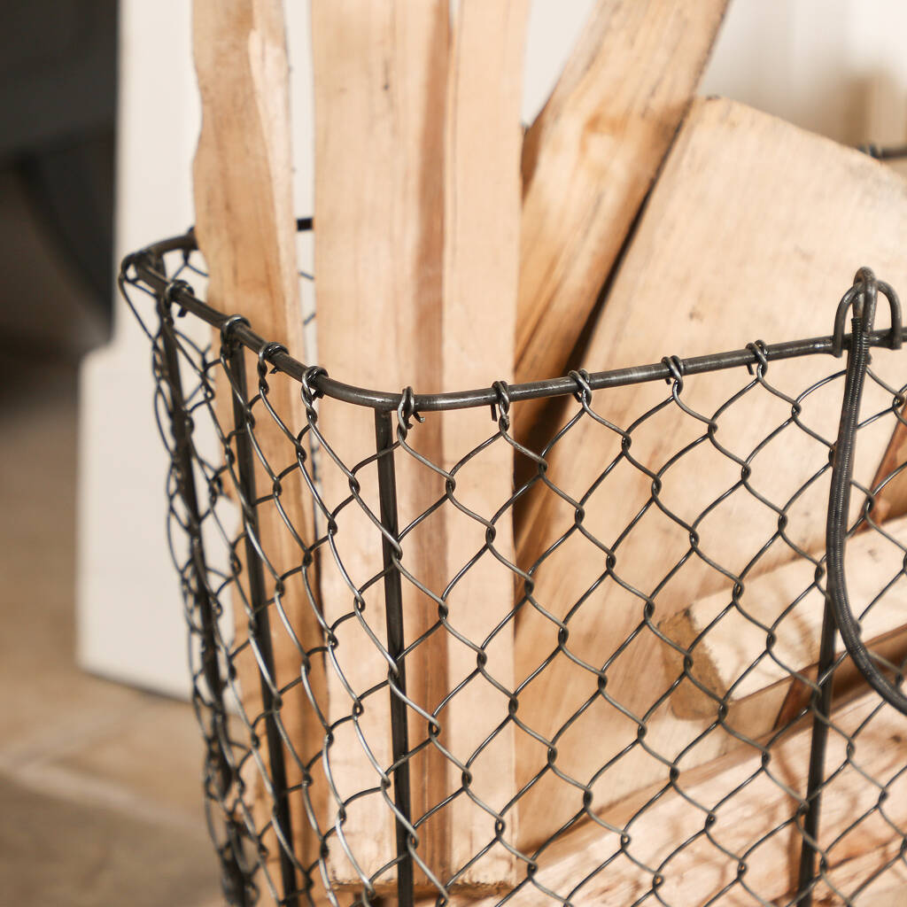 Handwoven Wire Kindling Basket By Dibor