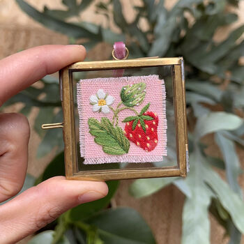 Strawberry Hand Embroidered Framed Keepsake, 7 of 7