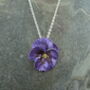 Pansy Purple Flower Pendant Necklace, thumbnail 2 of 5