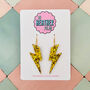 Gold Lightning Bolt Earrings Small And Large, thumbnail 1 of 8