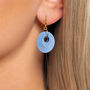 Pearlescent Blue Circular Earrings • Gold Plated Sterling Silver Hooks, thumbnail 2 of 7