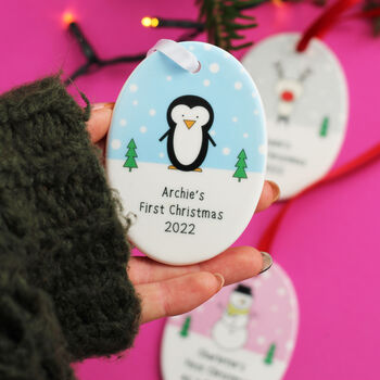 Personalised Baby's First Christmas Ceramic Decoration, 2 of 7