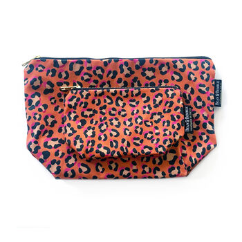 Makeup And Cosmetic Bag Gift Set Coral Leopard Print, 2 of 10