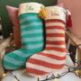 Personalised Orange Stripe Hook Christmas Stocking, thumbnail 1 of 6