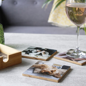 Set Of Bamboo Photo Coasters For Pet Mums, 12 of 12
