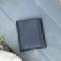Men's Luxury Black Leather Wallet Flapover Design Trifold Rfid Protected Personalised, thumbnail 8 of 8