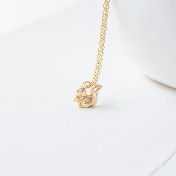 Tiny Gold Plated Squirrel Necklace, 5 of 9