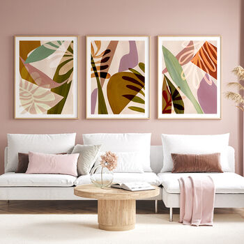 Earth Tone Abstract Leaf Print Set Of Three, 3 of 12