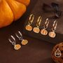 Enamel Pumpkin Huggie Hoops Earrings In Sterling Silver, thumbnail 3 of 10
