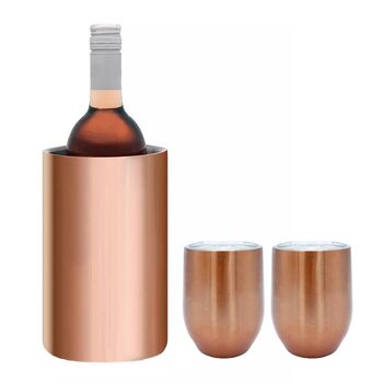 Stainless Steel Wine Cooler Set With Tumblers Or Flutes, 2 of 6