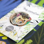 Inky Hedgehog Eco Wooden Pin Brooch, thumbnail 4 of 7