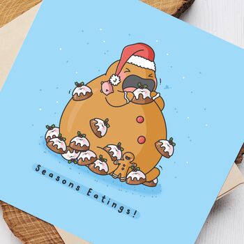 Cute Christmas Gingerbread Pudding Card, 6 of 9
