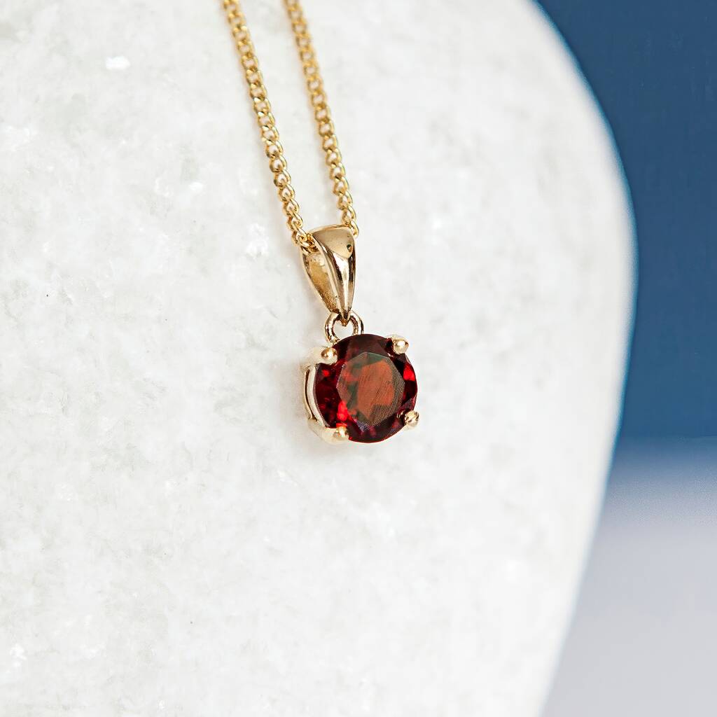 Personalised Solid 9ct Gold January Garnet Birthstone Necklace, 1 of 10