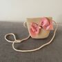 Personalised Childrens Pink Bow Sun Hat And Bag Set, thumbnail 2 of 4