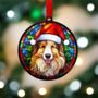 Rough Collie In Santa Hat Suncatcher Decoration, thumbnail 2 of 6