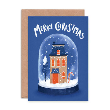 Festive House Snow Globe Christmas Card, 2 of 2