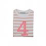 Dusty Pink + White Breton Striped Number/Age T Shirt, thumbnail 5 of 6