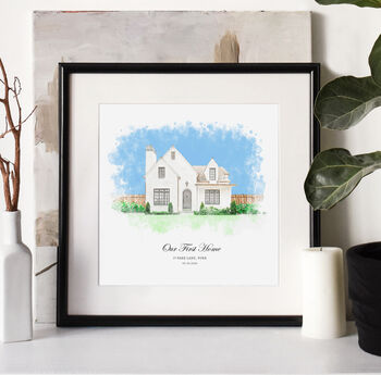 Personalised Watercolour House Portrait Housewarming Gift, First Home Gift, 5 of 9