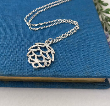 Sterling Silver Textured Pine Cone Necklace, 9 of 10