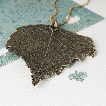 Birch Real Leaf Statement Necklace, 5 of 12
