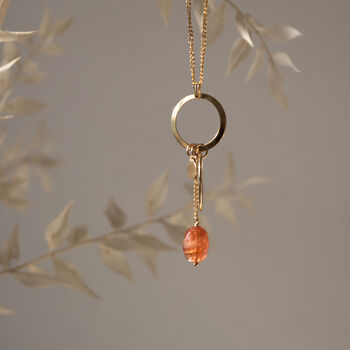 Astralis V 14k Gold Filled Sunstone Pendant, 2 of 7