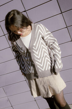 Grey Zig Zag Print Cardigan, 4 of 7