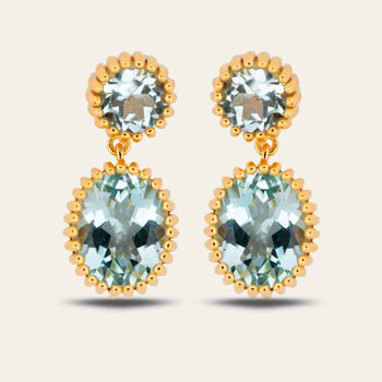 Gold Sky Blue Topaz Aurelia Earrings, 2 of 4