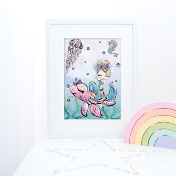 Magical Glitter Mermaid Print For Children, 5 of 6
