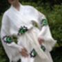 Long Organic Cotton Robe: White With Green Eye, thumbnail 2 of 5