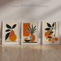 Set Three Wall Art Prints Summer Fruit Boho Mid Century, thumbnail 6 of 7